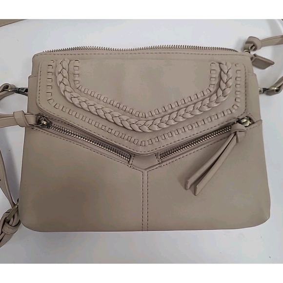 Antik Kraft Beige Leather Crossbody Long Shoulder Purse Pockets Zip Size 7.5×10 - Picture 2 of 15